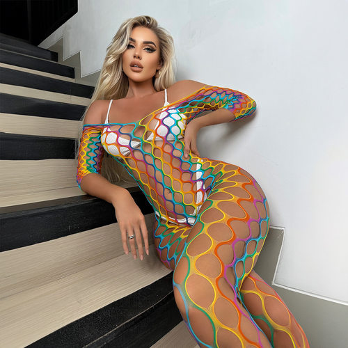 大码渔网袜性感连体衣内衣胖老婆网衣睡衣