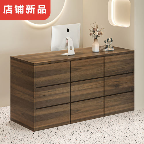 奶茶店前台收银台公司轻奢吧台接待台美容院超市小型柜台桌接待台