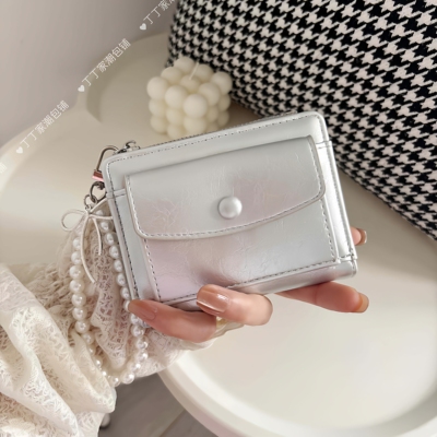 2025新款女士多功能卡包短款时尚简约硬币包拉链搭扣卡包零钱夹