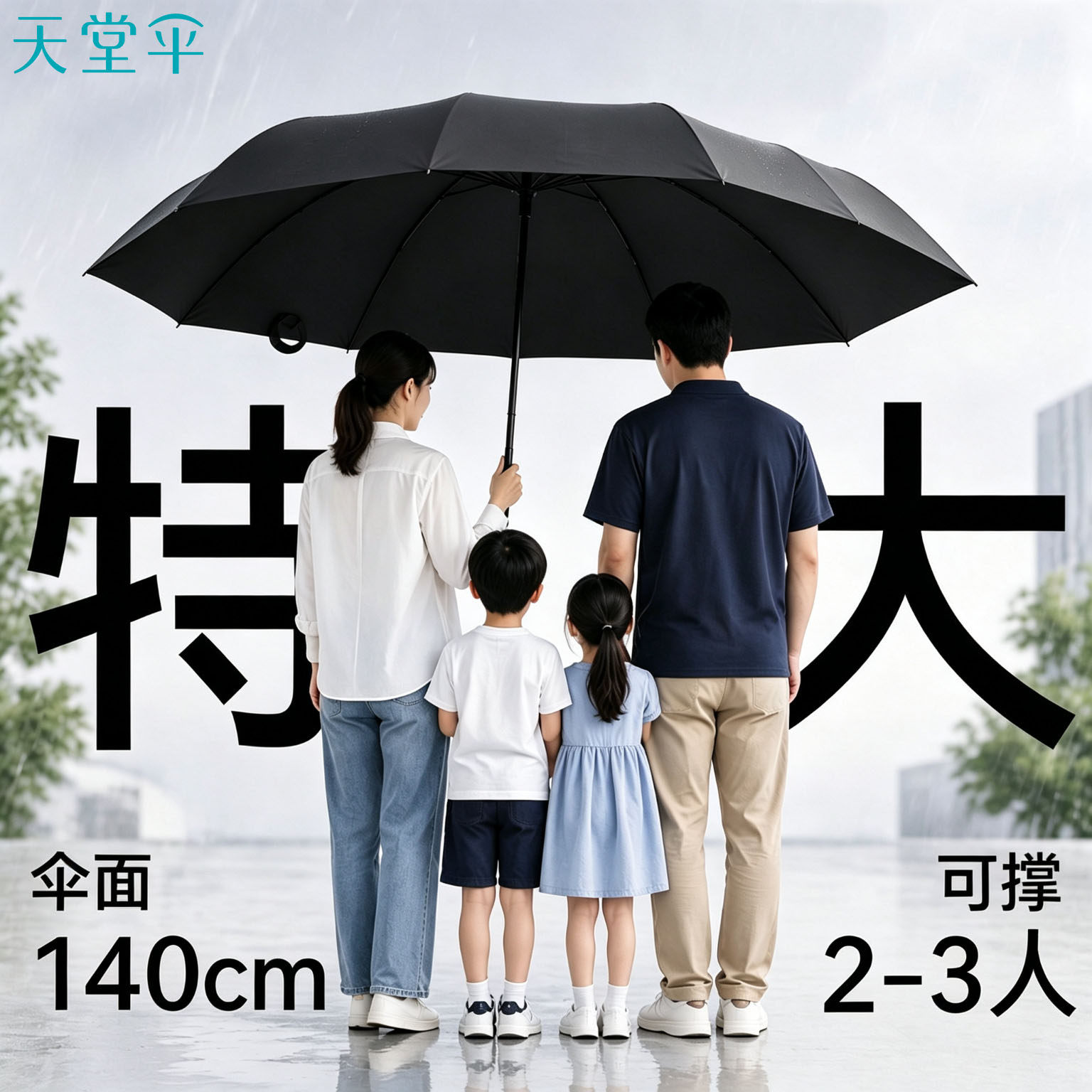 天堂伞正品雨伞超大号男女双人三人伞晴雨两用折叠黑胶加大防晒伞