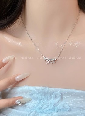 设计感璀璨星河银色微镶锆石珍珠项链女夏季轻奢锁骨链小众配饰品