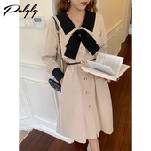 2022年新款 大衣撞色蝴蝶结设计感收腰风衣外套女早春 早气质法式
