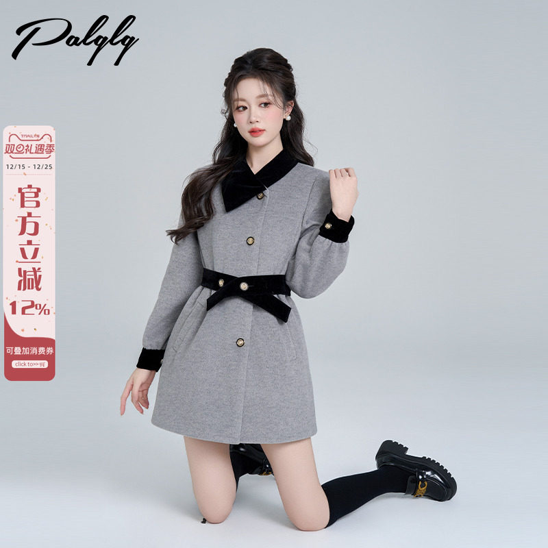 法式千金风灰色毛呢外套女秋冬