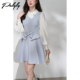 新款 Palglg法式 小香风蓝色收腰连衣裙女春季 高级感留洋千金小洋裙