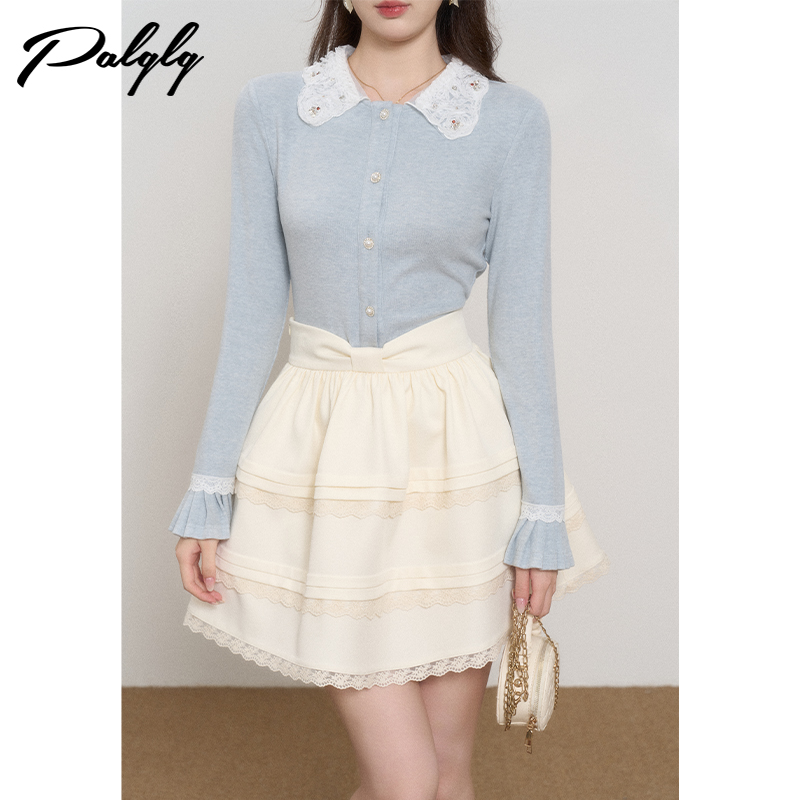 设计感小众杏色高腰蓬蓬半身裙