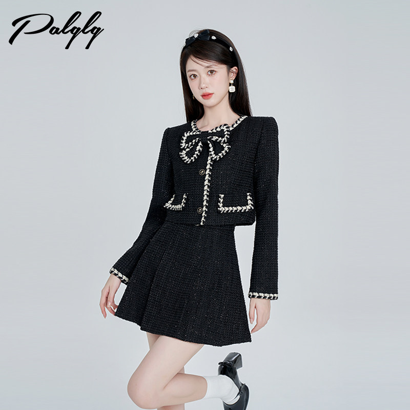 黑色富贵千金小香风半身裙套装女两件套秋冬季新款茶系穿搭一整套,女装/女士精品,时尚套装,淘宝优惠券,粉丝福利购,淘宝优惠卷