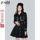 财阀千金黑色连衣裙女秋冬新款 小香学院风裙子高级感气质长袖 短裙
