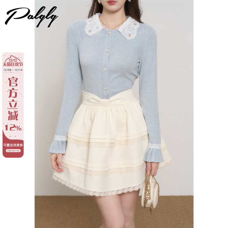 设计感小众杏色高腰蓬蓬半身裙