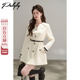 外套女秋季 法式 甜美宽松韩系白色中长款 小香风高级感拼接蕾丝大衣