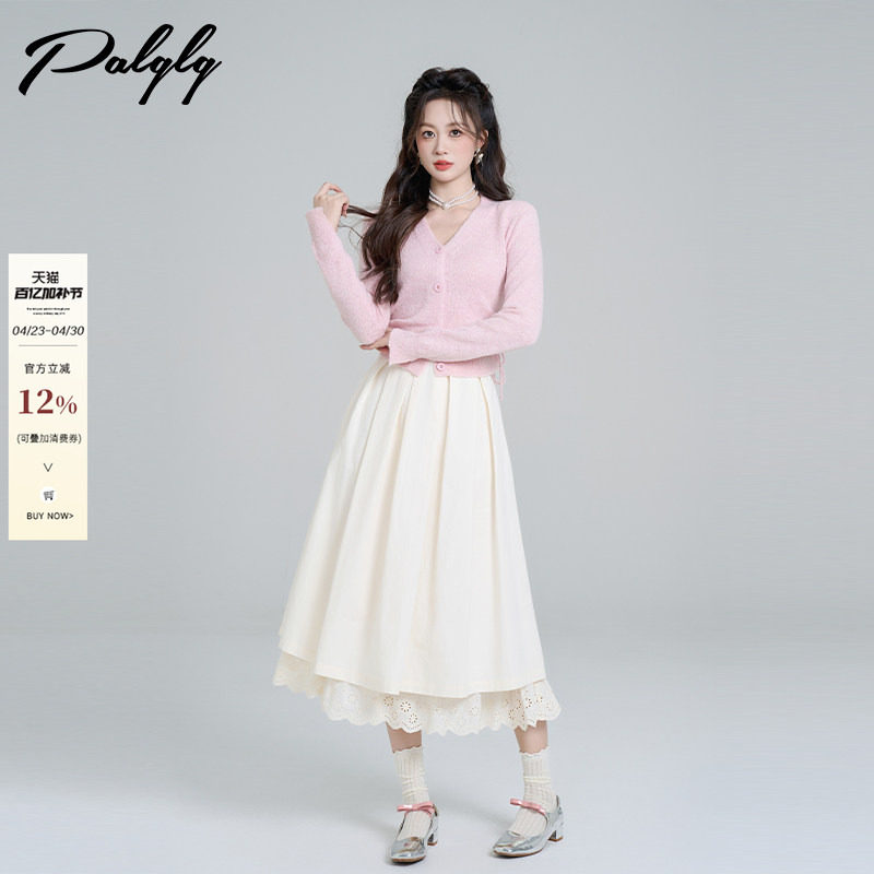 小香风粉色甜美开衫毛衣外套女冬装气质法式小个子短款针织衫上衣