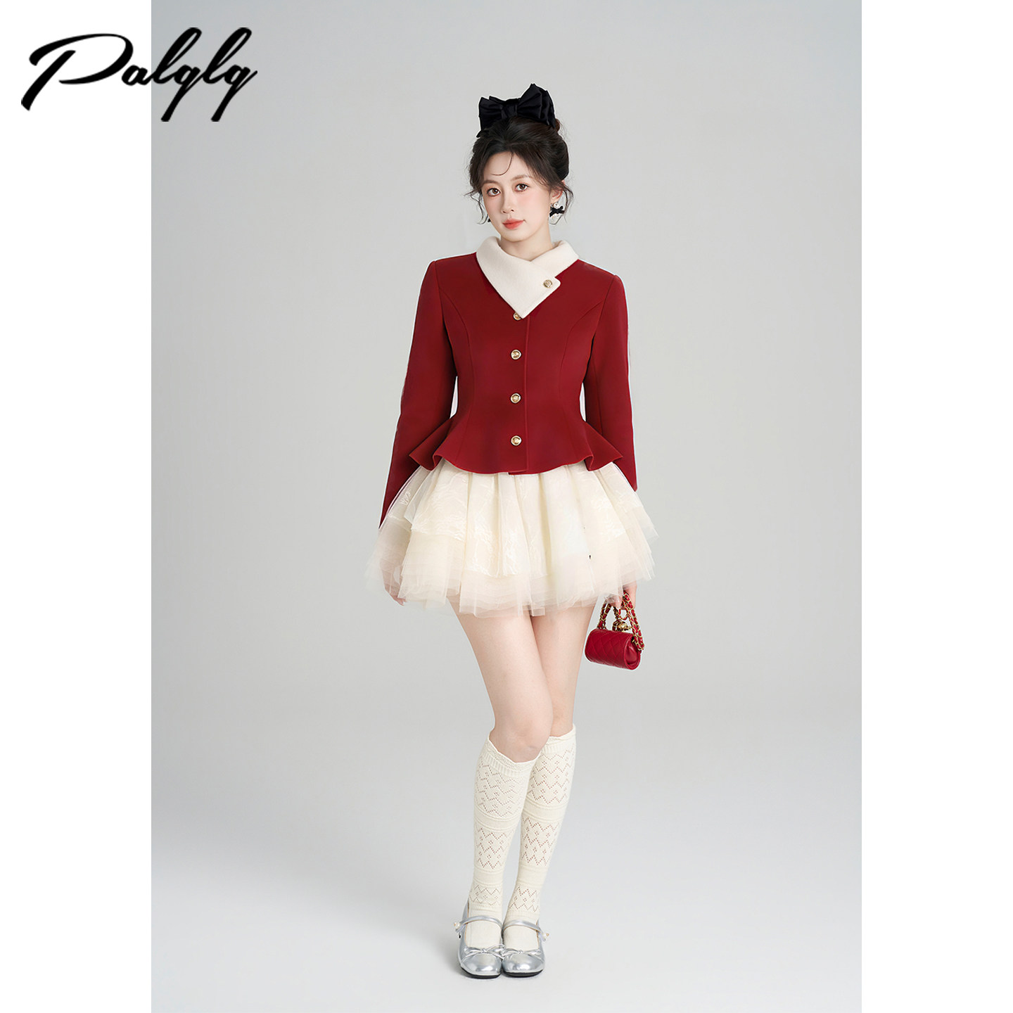 Palglg富家千金风法式红色短款毛呢外套女冬季小香风宽松呢子上衣,女装/女士精品,毛呢外套,淘宝优惠券,粉丝福利购,淘宝优惠卷