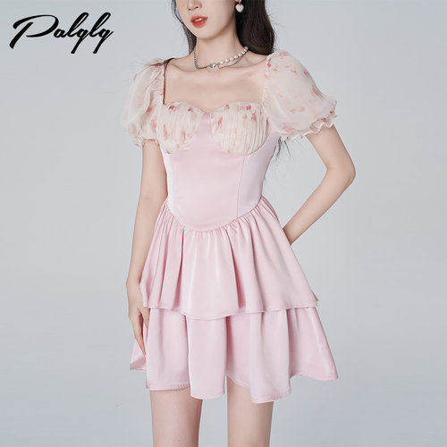 Palglg气质碎花连衣裙女