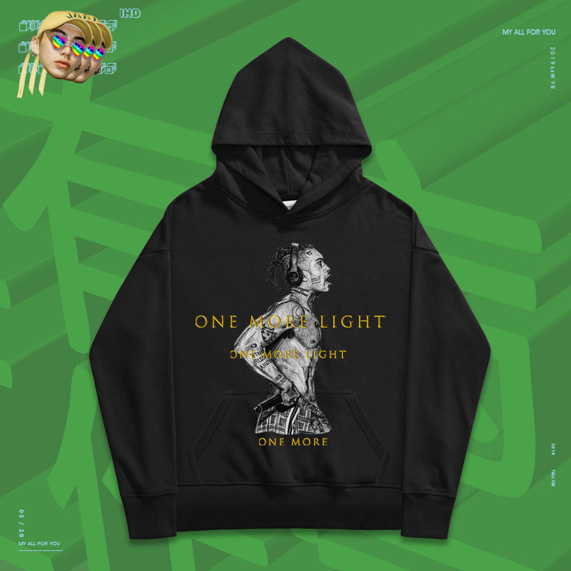 vintage烫金卫衣男欧美rap说唱嘻哈歌手xxxtencation致敬款帽衫女