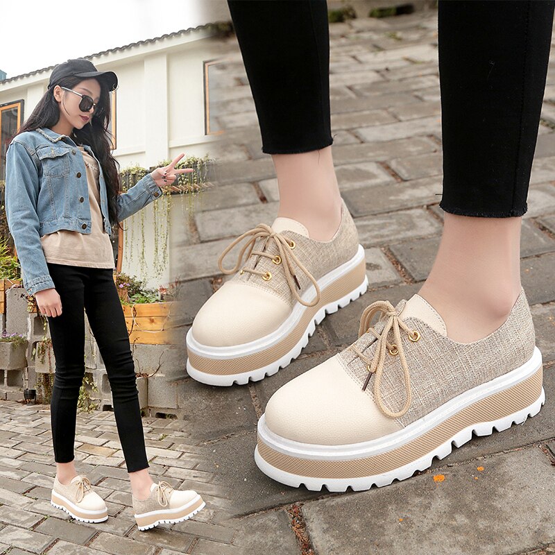Korean Edition Soft sister Flat bottom The thickness of the bottom student Shoe of sponge cake shoes 2019 Spring and autumn season new pattern Single shoes Casual shoesin the Women's Shoes, Low shoes  category - from Buy2taobao.com to provide professional Taobao agent buy service