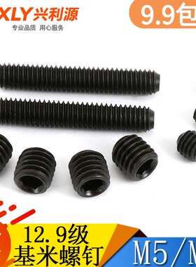 12.9级紧定螺丝/基米螺丝/顶丝机米螺钉/DIN916凹端无头螺丝M5 M6