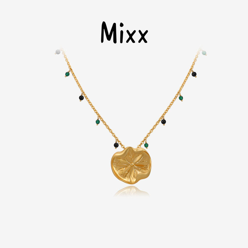 Mixx靡诗秋冬新品荷叶系列涟漪项链毛衣链新中式优雅气质款女