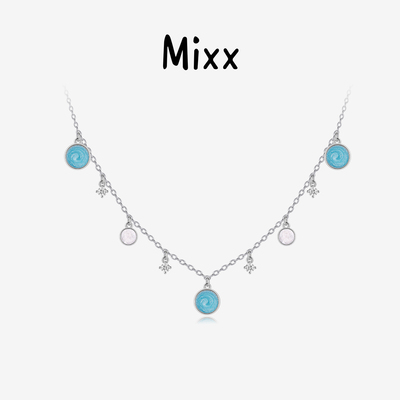 Mixx靡诗自然造物系列925银珠光流苏锁骨链可调节