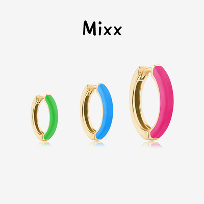 Mixx925银马卡龙糖果彩色珐琅基础款耳圈耳环520礼物