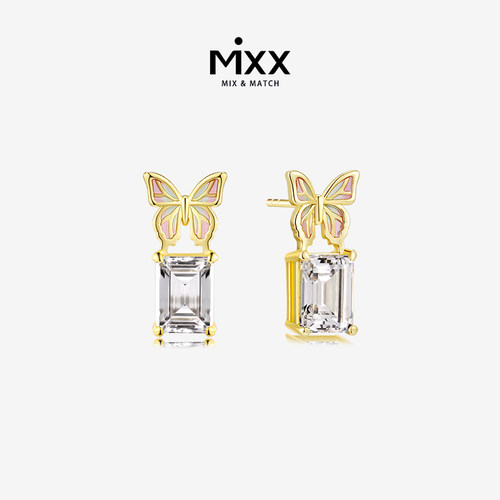 Mixx原创法式蝴蝶大锆石耳钉