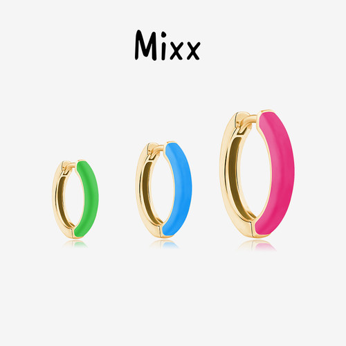 Mixx靡诗纯银女马卡龙糖果彩色珐琅基础款耳圈耳环浅春系穿搭