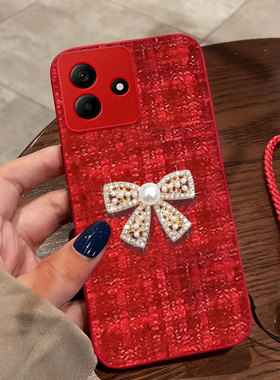 红色喜庆布艺适用Redmi红米Note14手机壳防摔15R/2026年9小香风10A结婚14+保护套12极速版冬天14外壳12喜庆