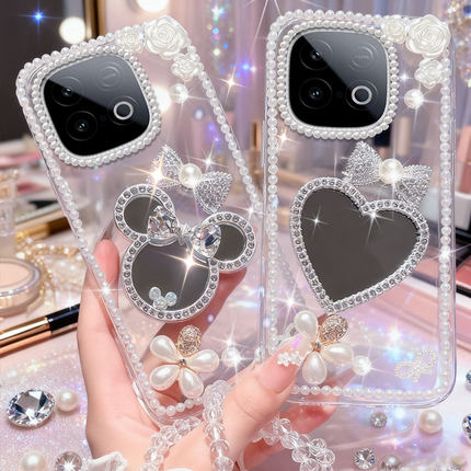 马年新款镶钻带镜子适用OPPOReno15手机壳水钻新品9+/2026年14透明 5 +外壳3保护套10+网红RENO6PRO女款7全包