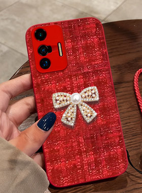 红色喜庆布艺适用vivoX70手机壳结婚X100S保护套X60秋冬X100S过年X200全包X21i本命年X200mini防摔