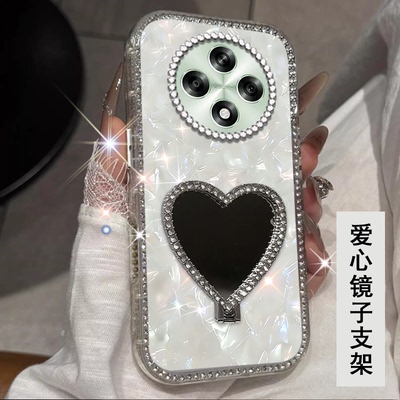 带镜子水钻贝壳适用OPPOA3 5G手机壳新款11外壳9+保护套A6s防摔A5x全包13镶钻12巨好看A3i/2026年A6i闪钻K10