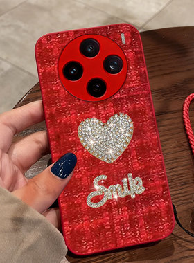 红色本命年布艺小香风适用vivoX300手机壳秋冬X300结婚x100全包X100防摔X30冬天8se喜庆X90S喜庆X90/2026年