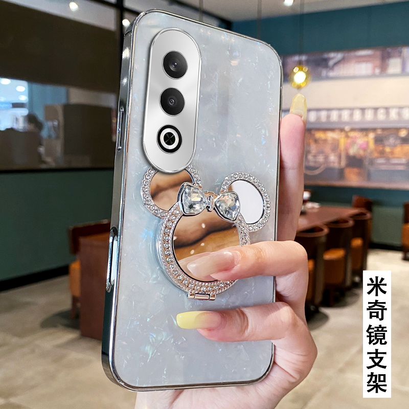 卡通贝壳镜子支架适用Redmi红米Note15R手机壳防摔15+/2025年11T全包9 网红4高级感12极速版保护套14新款15