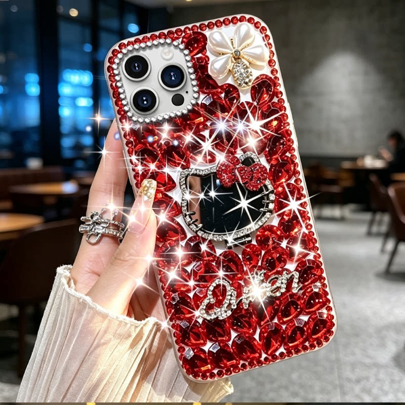 网红闪钻镜子支架适用苹果iPhone16promax手机壳保护套11Pro防摔11Pro硅胶XS水钻11镶钻6s满钻7透明12Mini