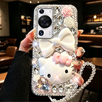 卡通满钻奢华适用华为P60手机壳高级感Pocket2保护套p20pro外壳pura80Pro+水钻p30pro软壳P70art镶钻P70冬