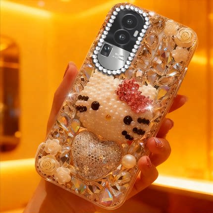 卡通可爱镶钻适用OPPOReno10手机壳女款 5 +外壳9+奢华8满钻RENO6PRO小众11保护套K9x水钻7/2026年k9高级感