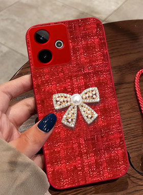 红色喜庆布艺适用realme真我GT7手机壳秋冬11+名媛12全包12X/2026年V13结婚11防摔10春节V5 5G保护套本命年11