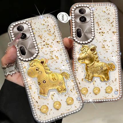 2026新年款金箔适用OPPOReno11手机壳新款15外壳9+高级感15喜庆9女款12新品13镶钻8情侣4网红7过年RENO6PRO