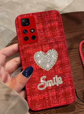 红色本命年布艺小香风适用Redmi红米Note11 5G手机壳结婚11防摔9外壳14+全包11T保护套14C秋冬8本命年12+冬天