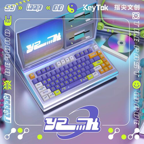 指尖文创170键往日浪潮超越五面热升华键帽KDA高度PBT类原厂球帽