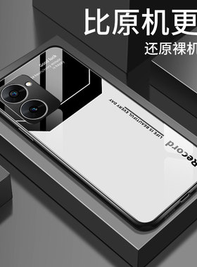 适用真我v30手机壳realmev30t新款创意字母钢化玻璃RMX3619高级薄硅胶外壳个性男女款网红情侣镜头防摔保护套