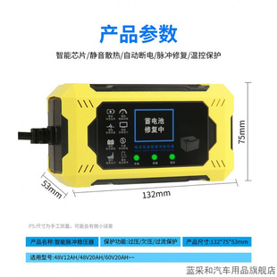 适用于比德文小牛SOI 雅迪冠能DQ6九号B40B65小鸟电瓶修复器充电