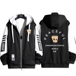 薛之谦DSP纸袋人世界和平危险人物同款连帽卫衣女加绒拉链外套男