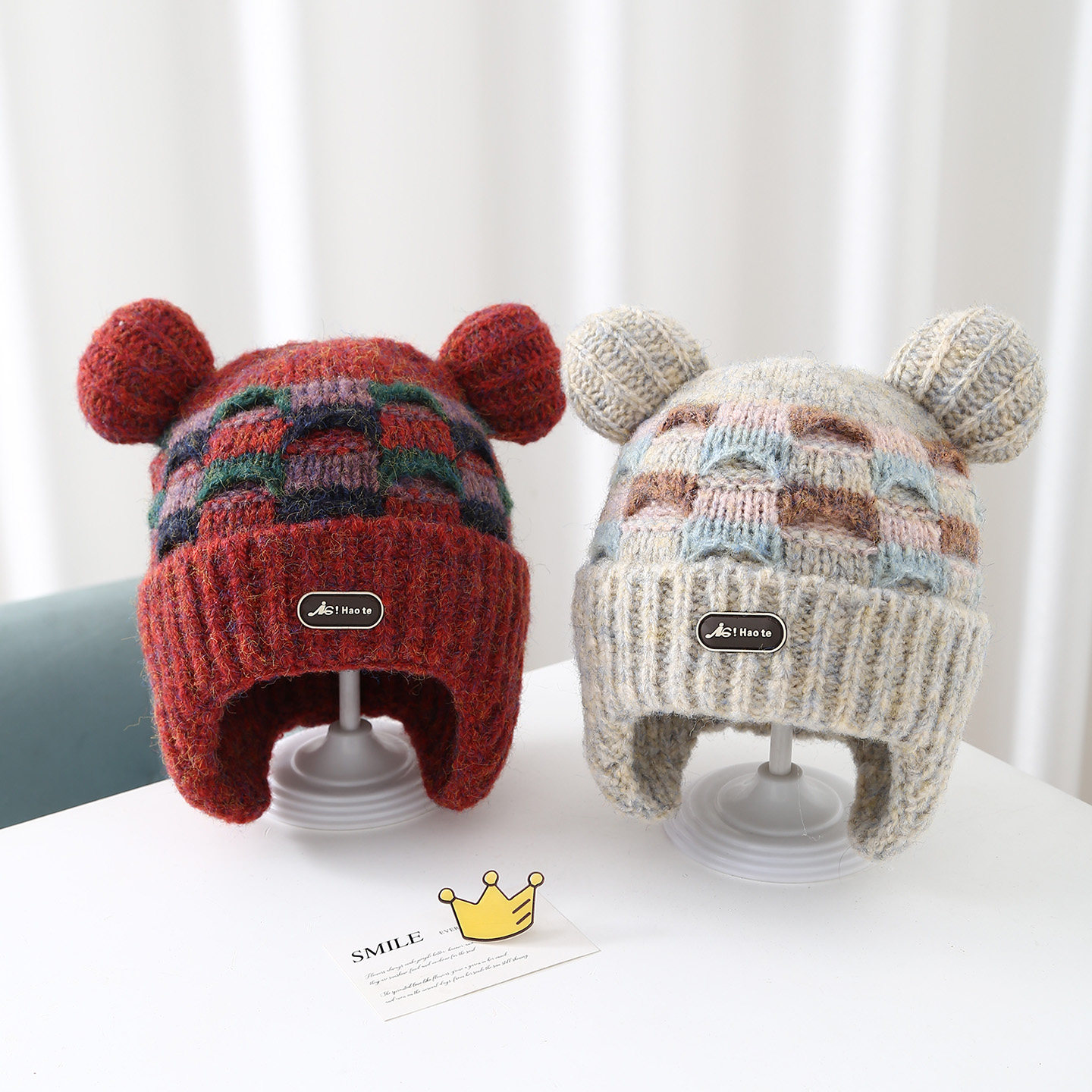 儿童帽子秋冬季可爱超萌宝宝护耳针织帽男女童加厚防风保暖毛线帽