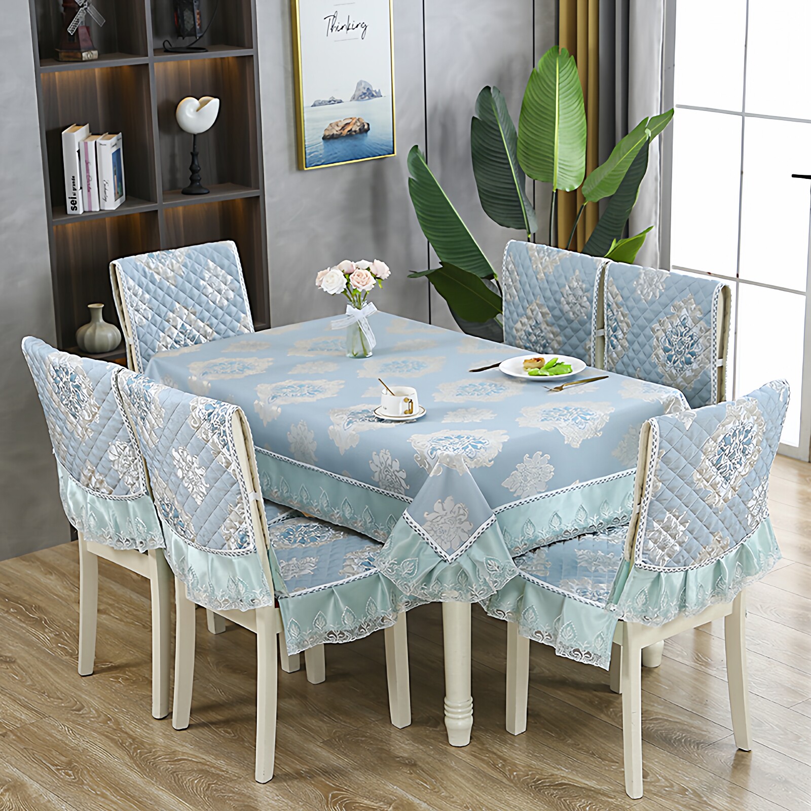 简约现代中式四季通用餐桌桌布客厅家用椅子垫餐椅垫套装靠背套罩