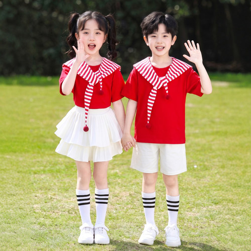 六一儿童啦啦队演出服幼儿园海军风毕业照班服小学生合唱表演服装
