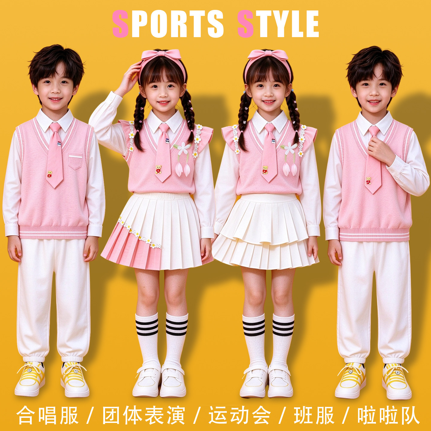 儿童啦啦队演出服小学生运动会开幕式班服团体合唱诗朗诵表演服装