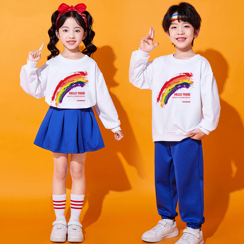 秋季儿童演出服运动会幼儿园表演服糖果色啦啦队舞蹈合唱班服套装