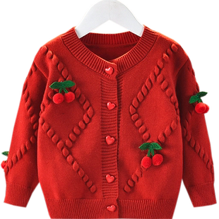 2025新款女宝宝秋装1-2-3岁女童长袖毛衣开衫8-9个月婴儿外套衣服