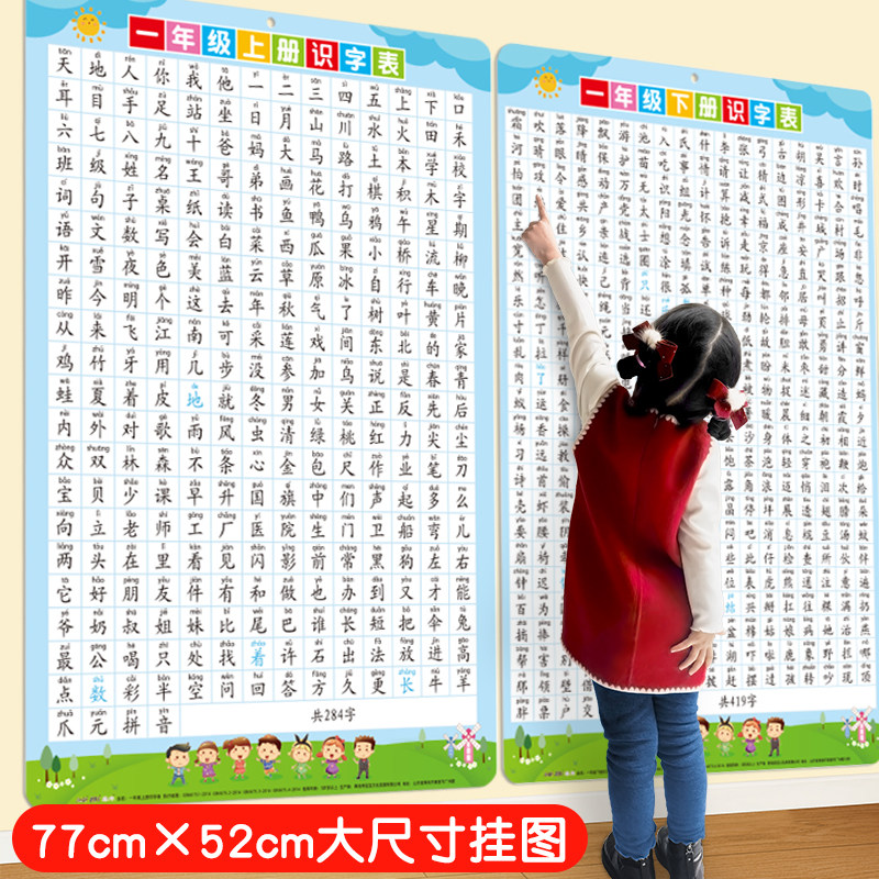 生字表识字挂图一年级上册下册小学生认字墙贴儿童幼小衔接幼儿园