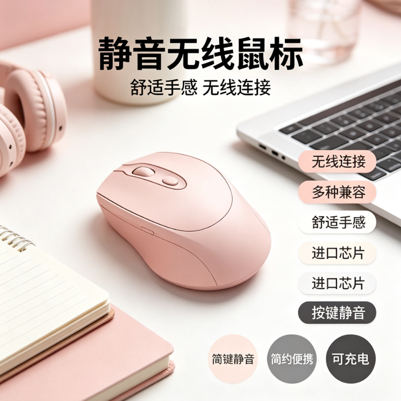 能适无线鼠标蓝牙静音游戏办公女生可充电双模笔记本台式电脑适用联想可充电女生办公商务滑鼠笔记本电脑通用