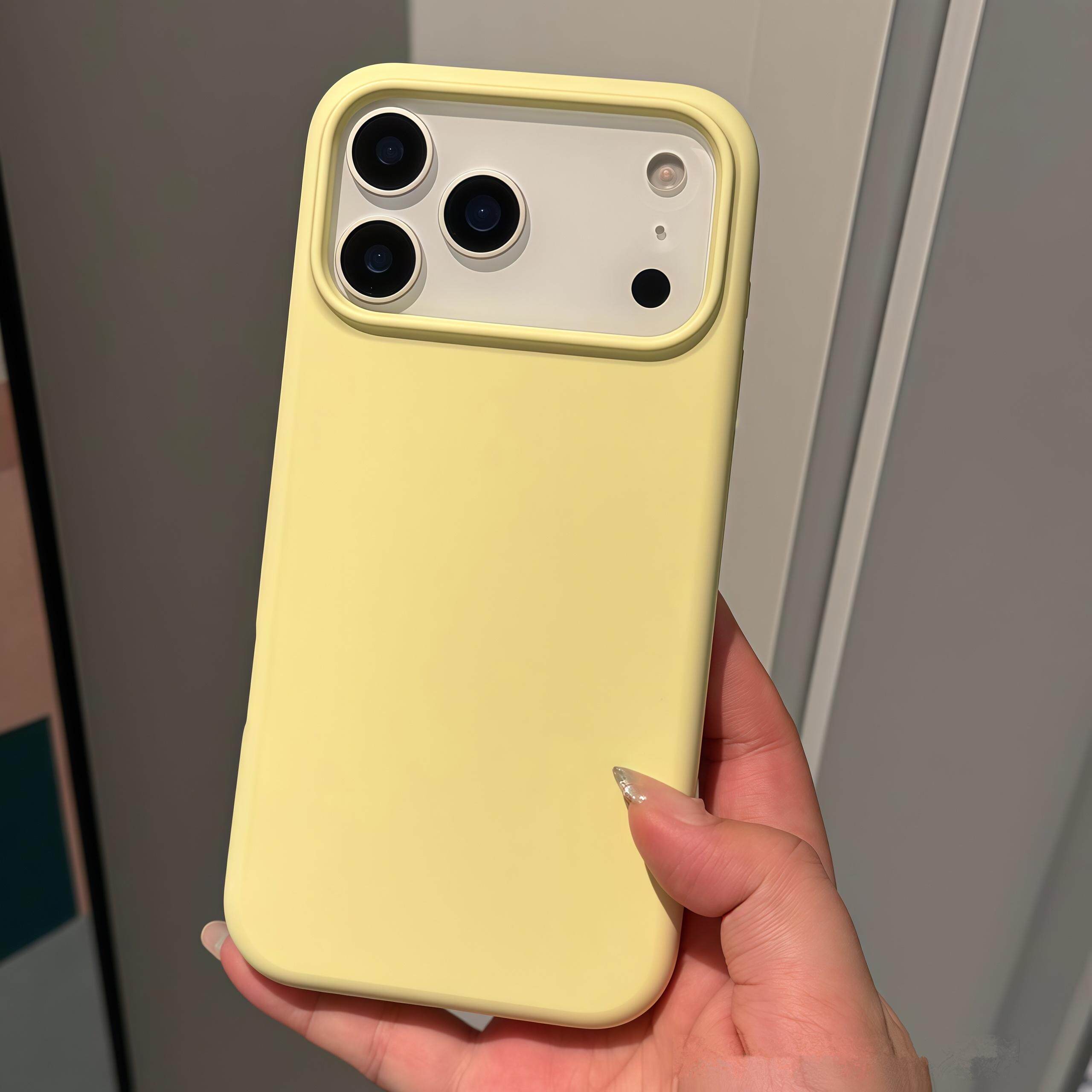 淡奶油黄色亲肤耐脏适用iPhone17苹果17pro手机壳Air液态硅胶小米17promax大孔不包镜头16/15全包防摔壳14