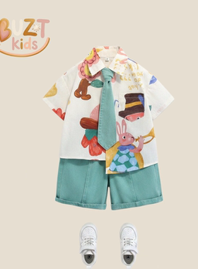 TUBUZT儿童西装夏季多巴胺衬衫男童小主持人礼服幼儿园演出服套装